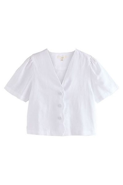 Next Kurzarmbluse Kurzärmelige Button-down-Bluse mit Bogenkanten (1-tlg) günstig online kaufen