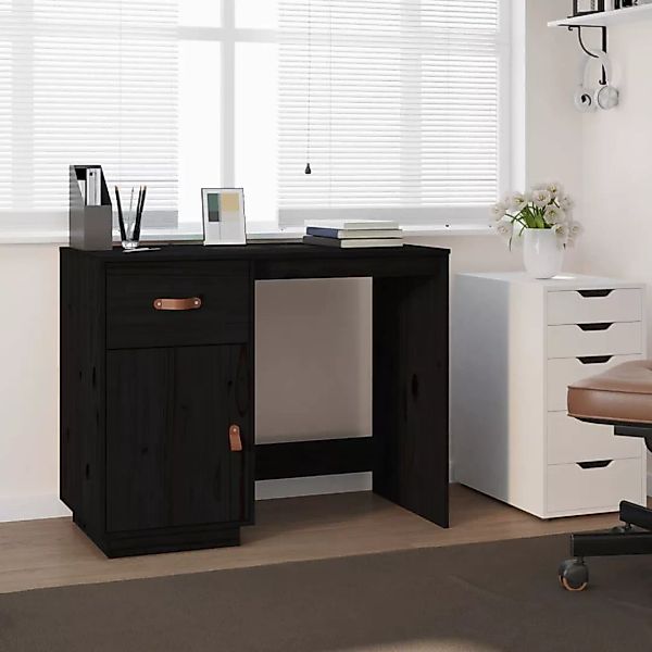 Vidaxl Schreibtisch Schwarz 95x50x75cm Massivholz Kiefer günstig online kaufen