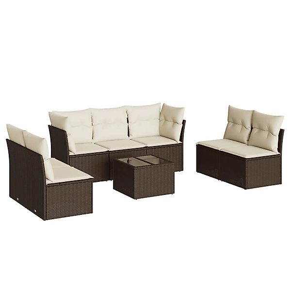 vidaXL 8-Tlg Garten-Sofagarnitur mit Kissen Braun Poly Rattan 3249262 günstig online kaufen