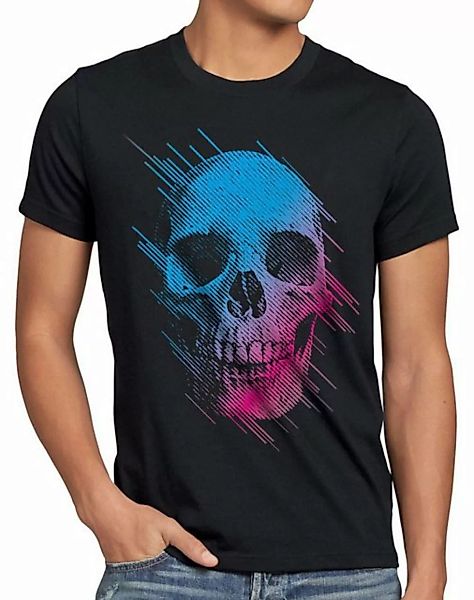 style3 Print-Shirt Herren T-Shirt Neon Skull totenkopf schädel rocker hipst günstig online kaufen
