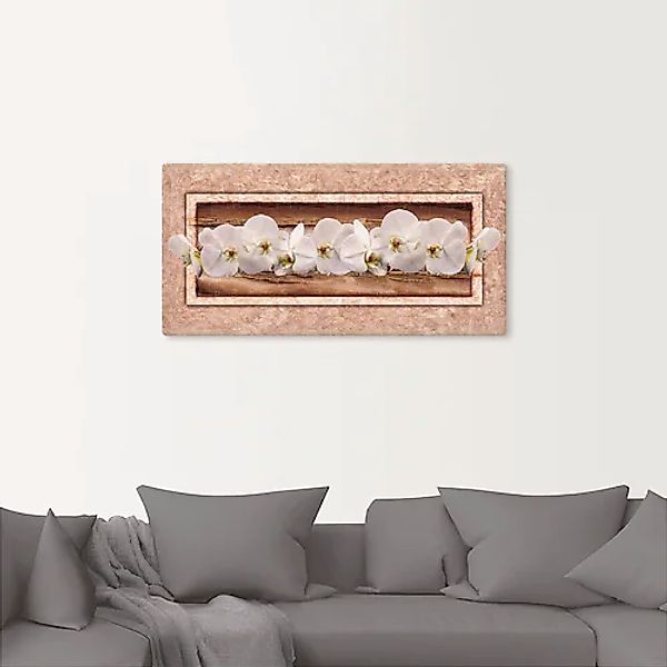 Artland Leinwandbild »Weiße Orchideen braun gold« 1 Stk. tlg. auf Keilrahme günstig online kaufen
