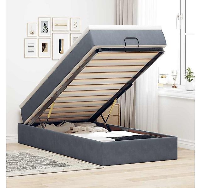 vidaXL Bett, Ottoman-Bett mit Matratze Dunkelgrau 90x190 cm Samt günstig online kaufen