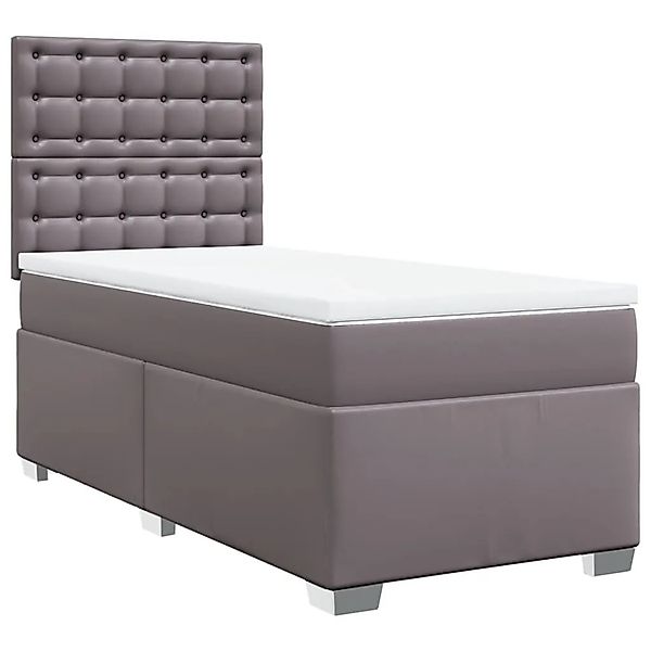 vidaXL Boxspringbett mit Matratze Grau 90x200 cm Kunstleder 3290706 günstig online kaufen
