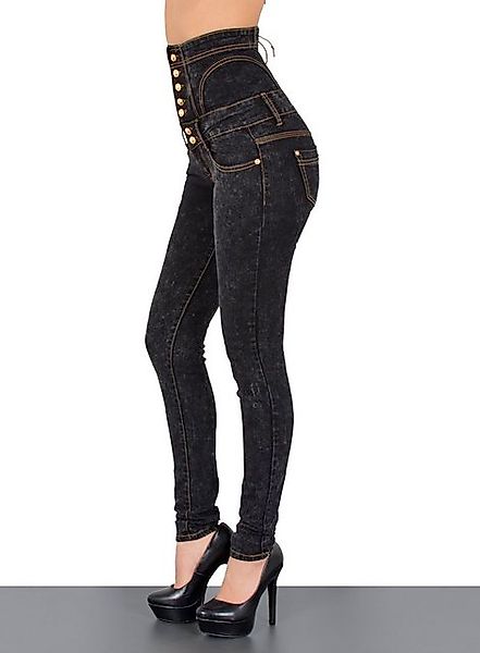 ESRA Skinny-fit-Jeans Damen Skinny Jeans 7 Knöpfe Jeanshose Stretch High Wa günstig online kaufen