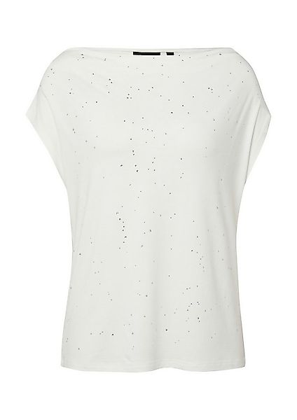 s.Oliver Kurzarmshirt T-Shirt Top mit Wasserfallausschnitt und Schmuckstein günstig online kaufen