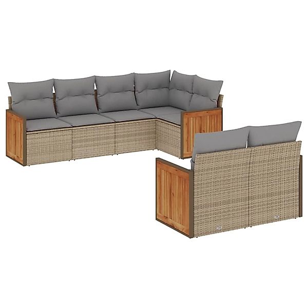 vidaXL 7-tlg Garten-Sofagarnitur mit Kissen Beige Poly Rattan Modell 292 günstig online kaufen