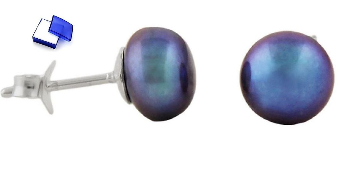 unbespielt Paar Ohrstecker Ohrringe mit dunkelgrüner Süßwasserzuchtperle 92 günstig online kaufen