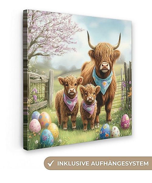 OneMillionCanvasses® Leinwandbild Schottische Highlander - Ostereier - Früh günstig online kaufen