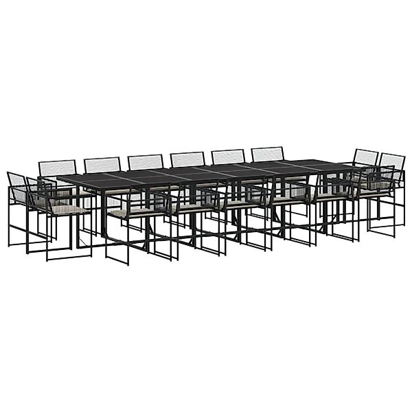 vidaXL 17-Tlg Garten-Essgruppe mit Kissen Schwarz Poly Rattan 3295017 günstig online kaufen