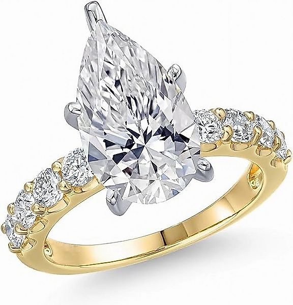 Jumpeak Verlobungsring 585 Gold, 2.5ct im Labor Diamant Birnenschliff, Dame günstig online kaufen