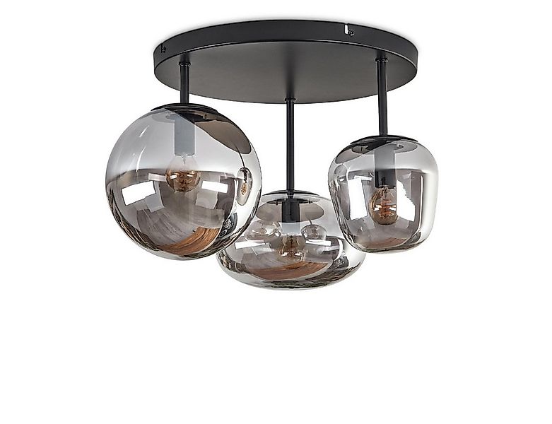hofstein Deckenleuchte Deckenlampe aus Metall/Glas in Schwarz/Rauchfarben, günstig online kaufen