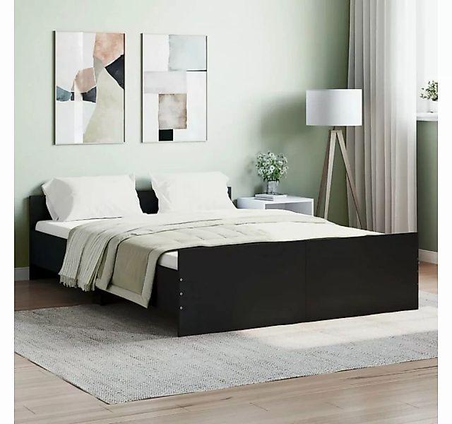 furnicato Bett Bettgestell mit Kopf- und Fußteil Schwarz 140x190 cm günstig online kaufen