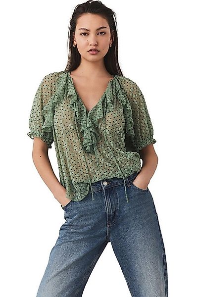 Next Kurzarmbluse Rüschenbluse aus Mesh mit kurzen Ärmeln (1-tlg) günstig online kaufen