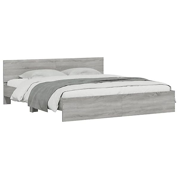 vidaXL Bettgestell mit Kopfteil und LED-Beleuchtung Grau Sonoma 3207593 günstig online kaufen