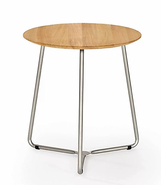 Bistrotisch Balcony Ø 65 cm, H 72 cm Edelstahl/Teak günstig online kaufen