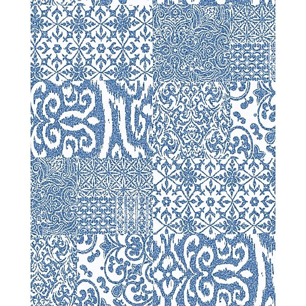 PROFHOME VD219149-DI Barock Tapete Barock Matt Blau Weiß 0,53 m x 10,05 m 5 günstig online kaufen