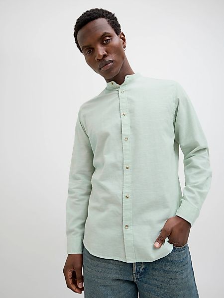 Jack & Jones Langarmhemd "JJESUMMER BAND SHIRT LS SN" mit Bandkragen günstig online kaufen