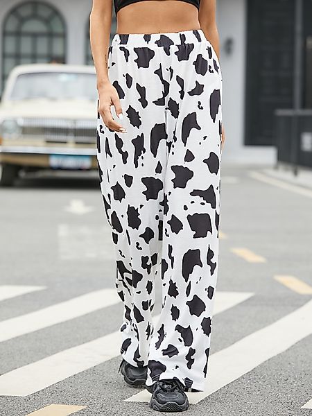 YOINS White Cow Print Stretch-Bundhose günstig online kaufen