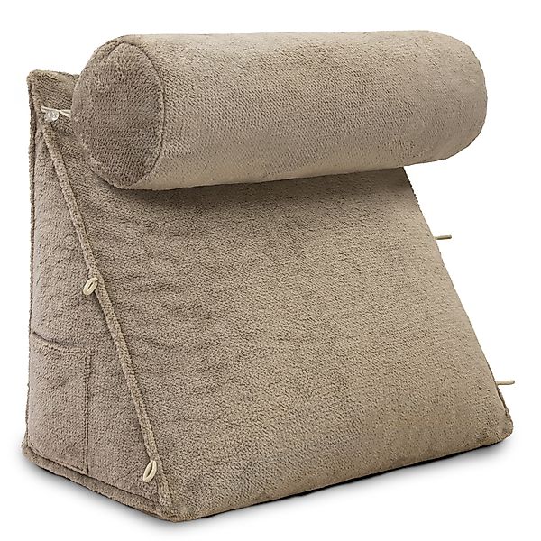 ELONEO Rückenkissen mit Nackenrolle für Bett & Sofa, 55x50x30cm, waschbarer günstig online kaufen