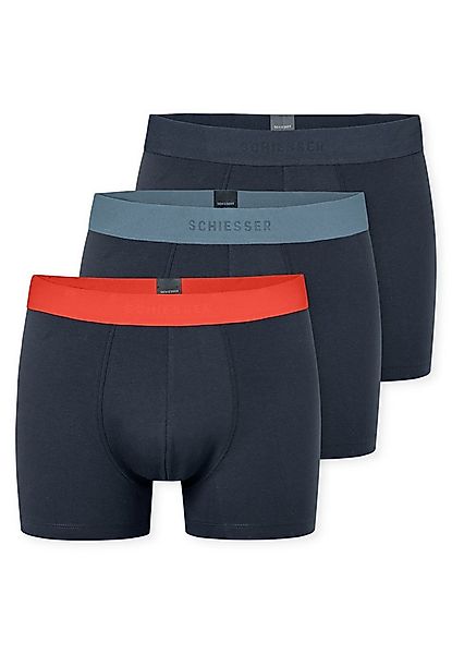 Schiesser Boxershorts 95/5 (3er Pack) mit farbigem Logobund günstig online kaufen