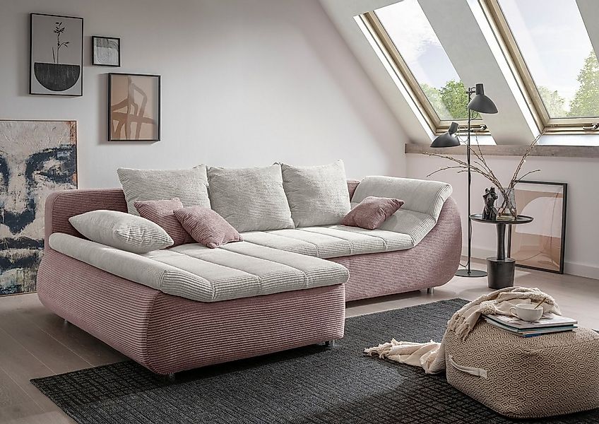 INOSIGN Ecksofa "Imola elegant und bequem, aktuelle Steppung im Sitz, L-For günstig online kaufen