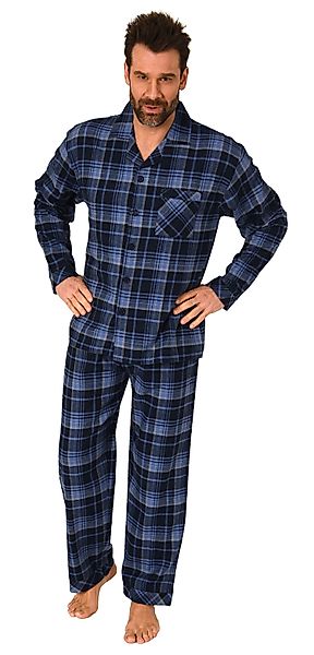 Normann Pyjama Durchgeknöpfter Herren Flanell Schlafanzug günstig online kaufen