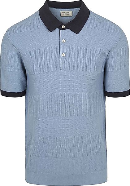Scotch And Soda Knitted Polo Structure Blau - Größe S günstig online kaufen