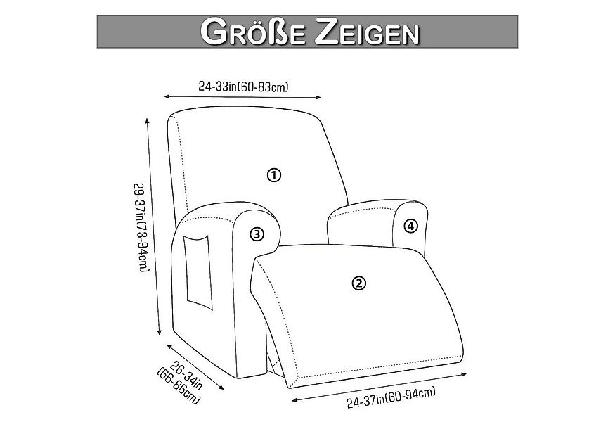 BTTO Sesselhusse Relaxsessel Sesselbezug 4 Teile,Relaxsesselhusse, Jacquard günstig online kaufen
