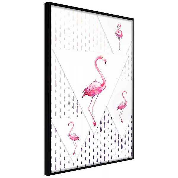 Poster - Flamingos And Triangles günstig online kaufen