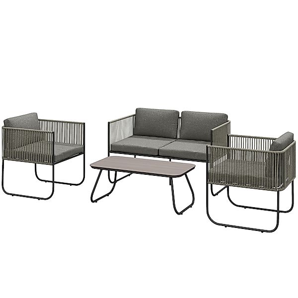 Outsunny Gartenmöbel Set aus Polyrattan Lounge-Set mit Sofa Sessel Tisch Ki günstig online kaufen