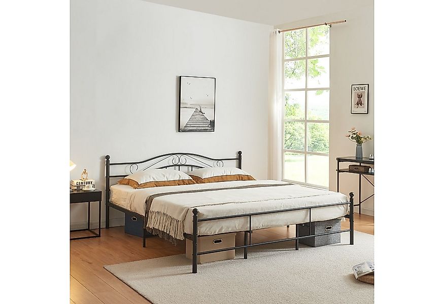 en.casa Metallbett, »Florenz« 180x200cm Schwarz + Lattenrost günstig online kaufen