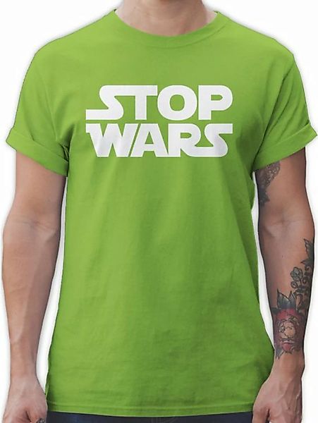 Shirtracer T-Shirt Stop Wars weiß Sprüche Statement günstig online kaufen