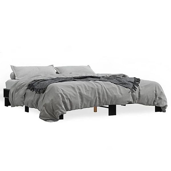 vidaXL Bettgestell, Bettrahmen Schwarz 200x200 cm Holzwerkstoff und Metall günstig online kaufen
