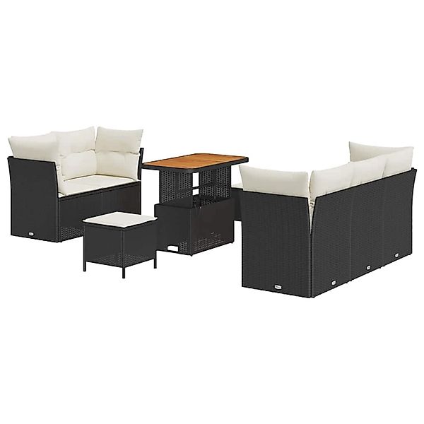 vidaXL Garten-Sofa-Set Höhenverstellbar 8-Tlg Schwarz Poly Rattan 3361430 günstig online kaufen