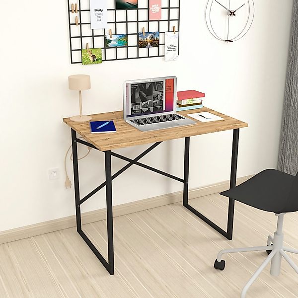 en.casa Schreibtisch, »Tjeldsund« Computertisch 74x90x60cm Eiche günstig online kaufen