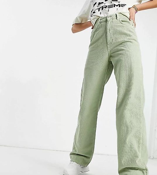 ASOS DESIGN Tall – Lockere Dad-Jeans mit hohem Bund aus Cord in Salbeigrün- günstig online kaufen