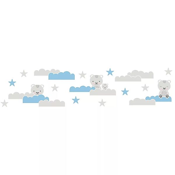 Bricoflor Kinderzimmer Bordüre Selbstklebend Baby Tapete mit Wolken Grau He günstig online kaufen
