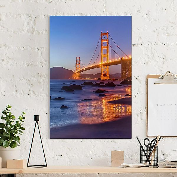 Leinwandbild Golden Gate Bridge am Abend günstig online kaufen