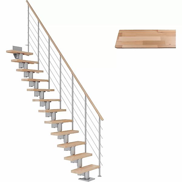 Dolle Mittelholmtreppe Dublin Buche Perlgrau GH bis 270 cm Gerade 75 cm FSC günstig online kaufen