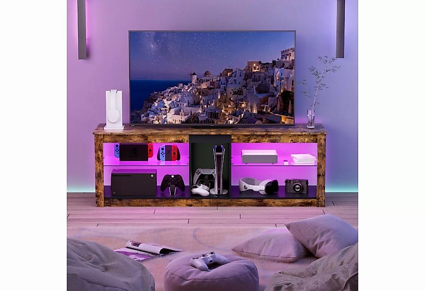 TWSOUL TV-Schrank TV-Schrank mit zwei Stauräumen und RGB-Beleuchtung 140 cm günstig online kaufen