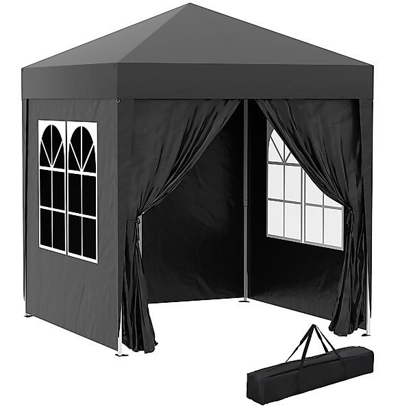 Outsunny Faltpavillon 2x2m mit 4 Seitenwänden und Fenstern, UV-Schutz, Gart günstig online kaufen