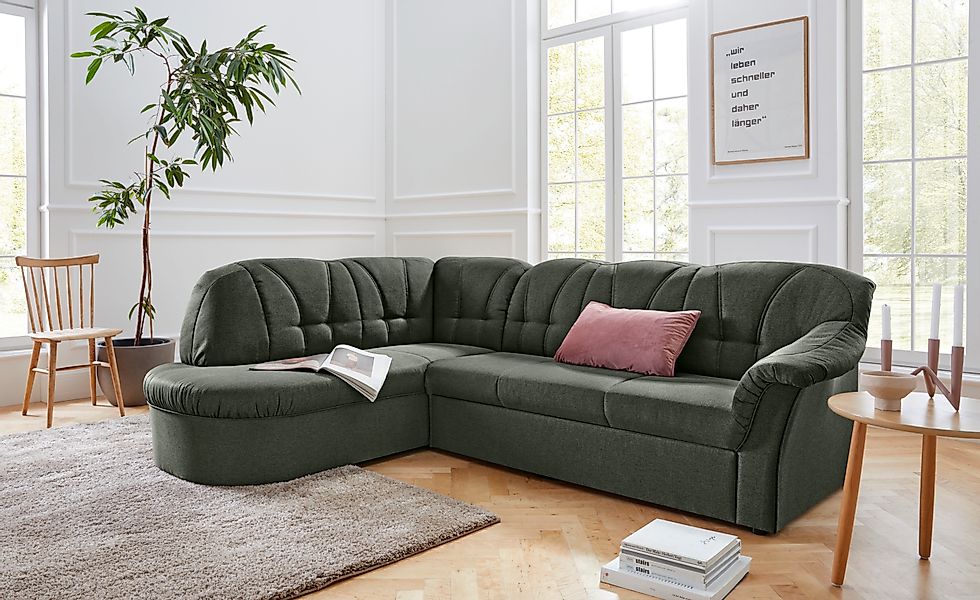 DOMO collection Ecksofa »Pegnitz, elegante Rückensteppung, zeitlose Formens günstig online kaufen
