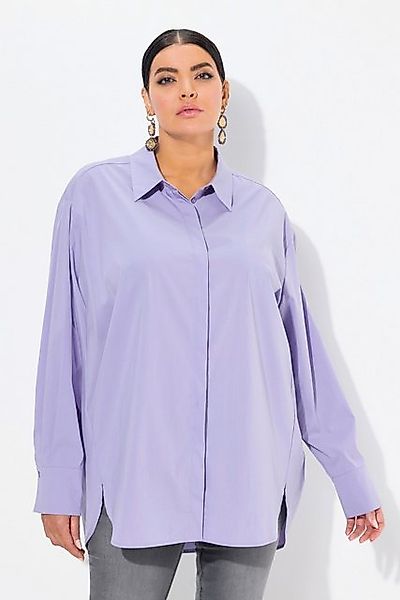 Ulla Popken Hemdbluse Hemdbluse Perlmuttknöpfe Oversized Langarm günstig online kaufen