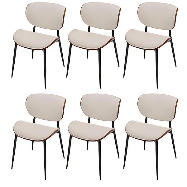 MCW Esszimmerstuhl O45 6er-Set Walnuss-Optik Weiß günstig online kaufen