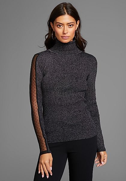 Laura Scott Rollkragenpullover mit Mesheinsatz am günstig online kaufen