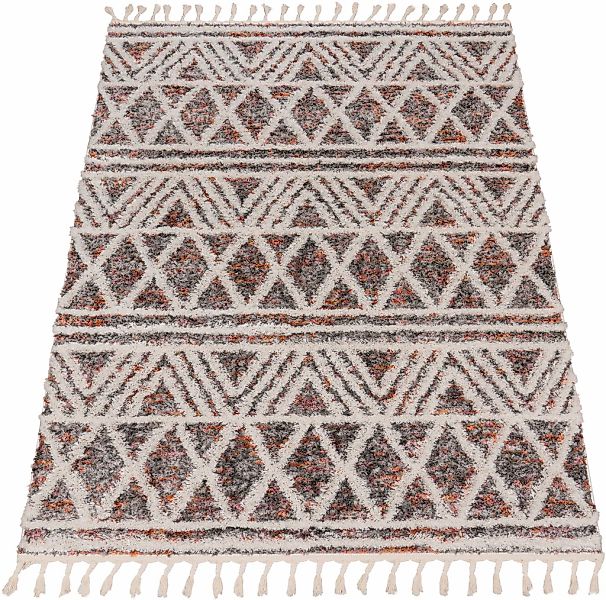 Paco Home Hochflor-Teppich "Monza 652" rechteckig 34 mm Höhe meliert, Raute günstig online kaufen