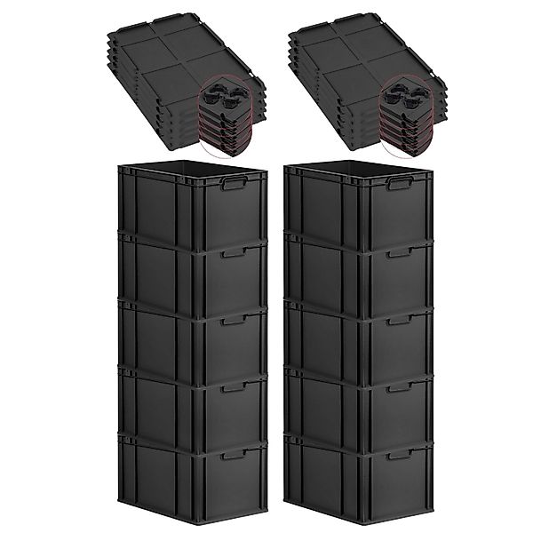 PROREGAL SparSet 10x Eurobox Nextgen Grip Mit Auflagedeckel Und Schwarzen V günstig online kaufen