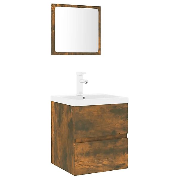 vidaXL Badezimmer-Set Badmöbel-Set Räuchereiche Holzwerkstoff, (1-St) günstig online kaufen