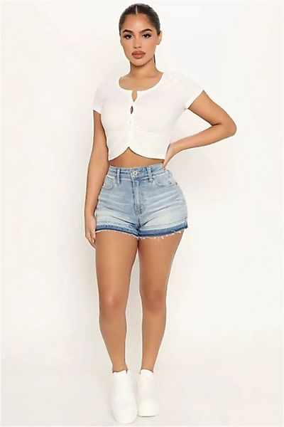 RUZU UG Jeansshorts Denim-Shorts, Temperament, gerade Hose, helle Farbe, ho günstig online kaufen