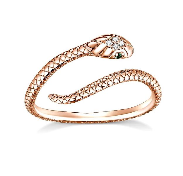 Runde Perlé Silberring Verstellbarer Ring "Schlange mit grünen Augen", 925e günstig online kaufen